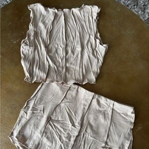 Muses Only Ribbed Beige Skort Set